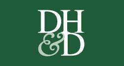 logo for Drake, Hileman & Davis, PC. green background with white letters spelling out DH&D