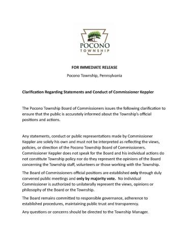 Pocono Township Press Release