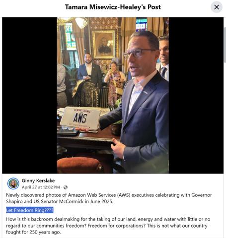 Gov Shapiro with AWS plate