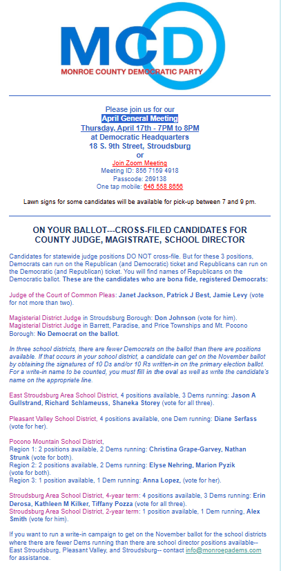 April General Meeting